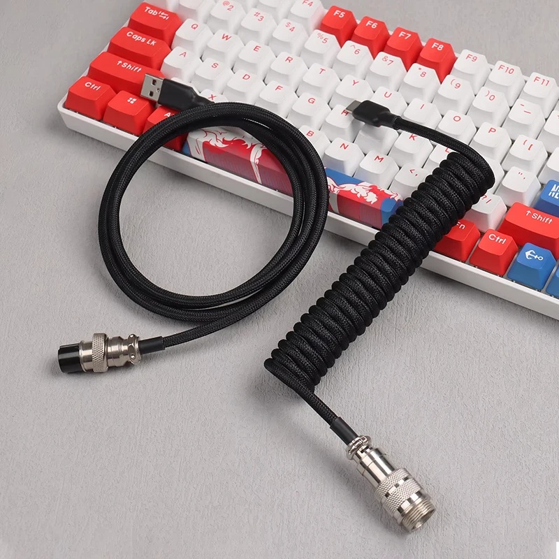 Gaming Keyboard Type C - 180cm Mechanical Keyboard Coiled Cable Wire