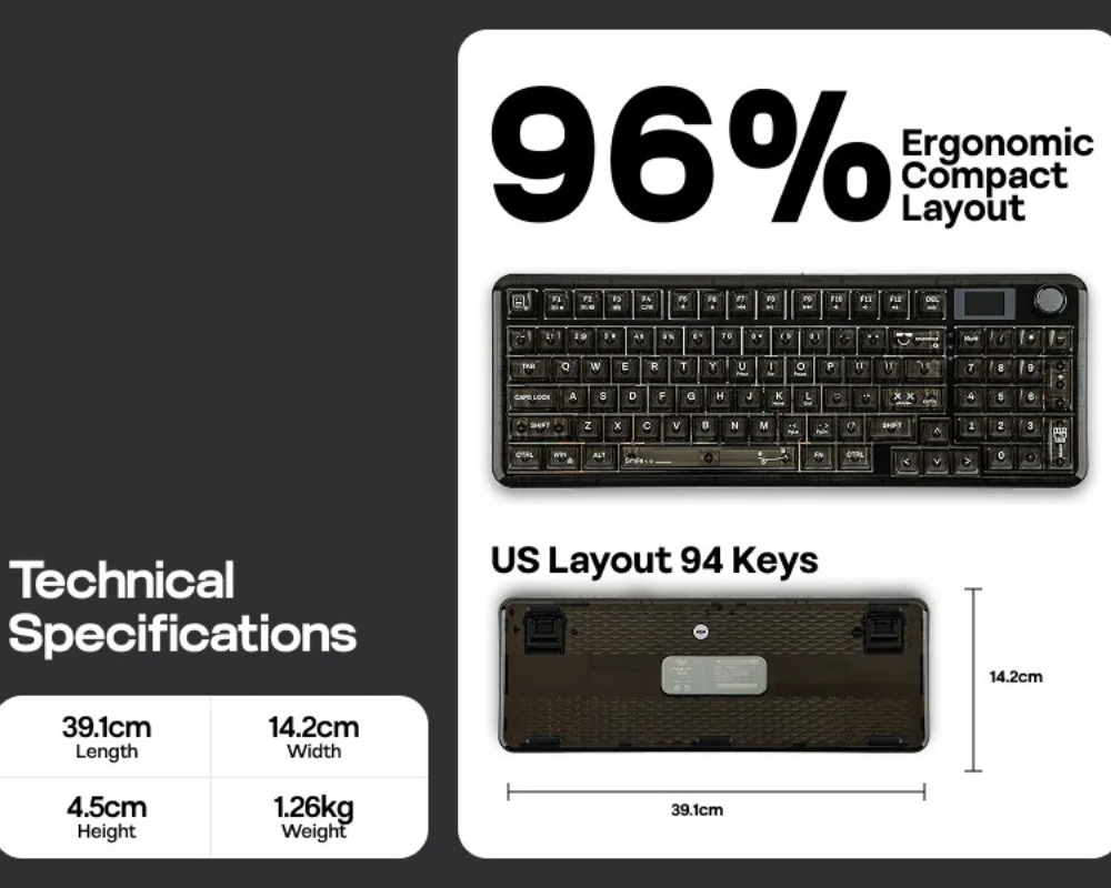 AULA F-NB98 96% ANSI US Layout - Keyboard Gaming Transparent recension och pris