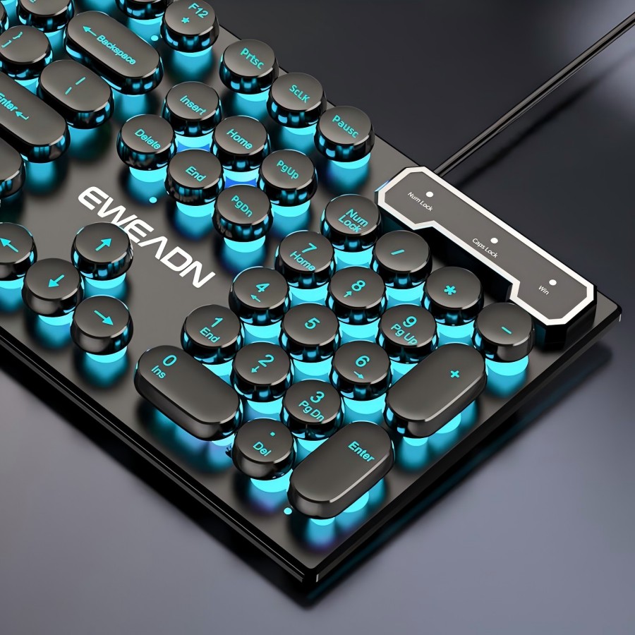EWEADN Typewriter Gaming Keybo - Gaming Keyboard Blue recension och pris