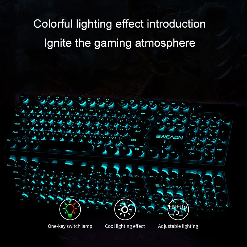 EWEADN Typewriter Gaming Keybo - Gaming Keyboard Blue recension och pris