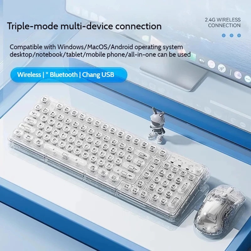 Transparent Ice Crystal Wirele - Keyboard Gaming Transparent recension och pris