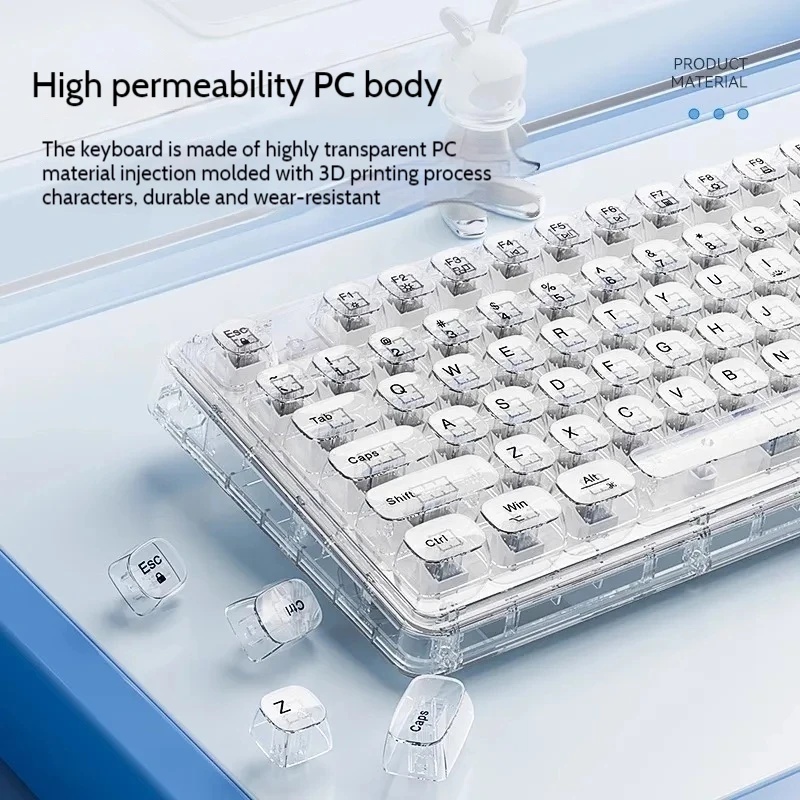 Transparent Ice Crystal Wirele - Keyboard Gaming Transparent recension och pris