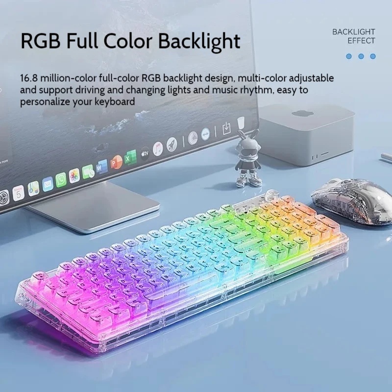 Transparent Ice Crystal Wirele - Keyboard Gaming Transparent recension och pris