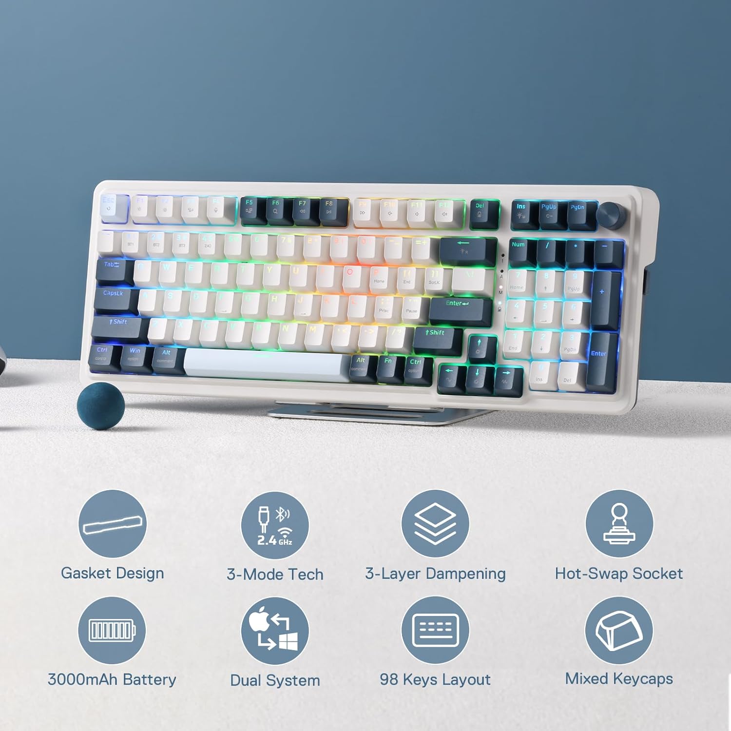 Redragon K686 PRO 98 Keys 3-Mo - Gaming Keyboard No Noise recension och pris