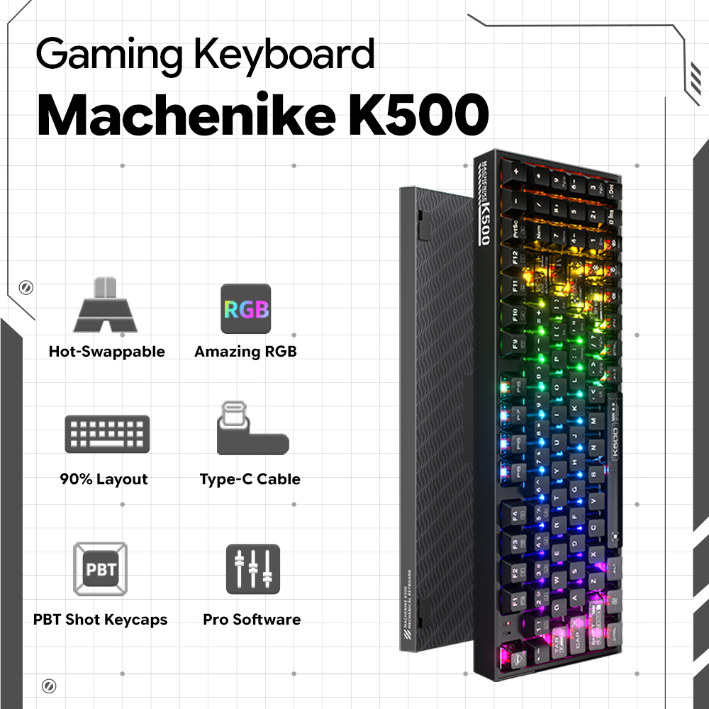 Machenike K500-B94 V2 Wired Me - Keyboard Gaming Transparent recension och pris
