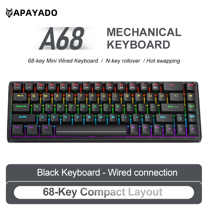 APAYADO A68 Wired Mechanical K - Gaming Keyboard Bundle recension och pris