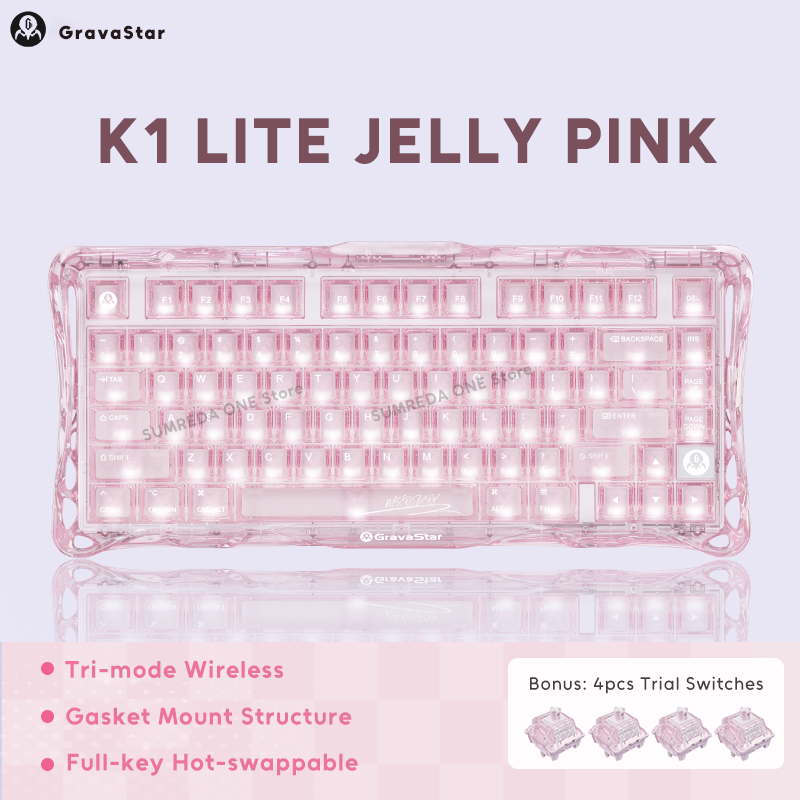 K1 LITE JELLY PINK Mechanical  - Keyboard Gaming Transparent recension och pris